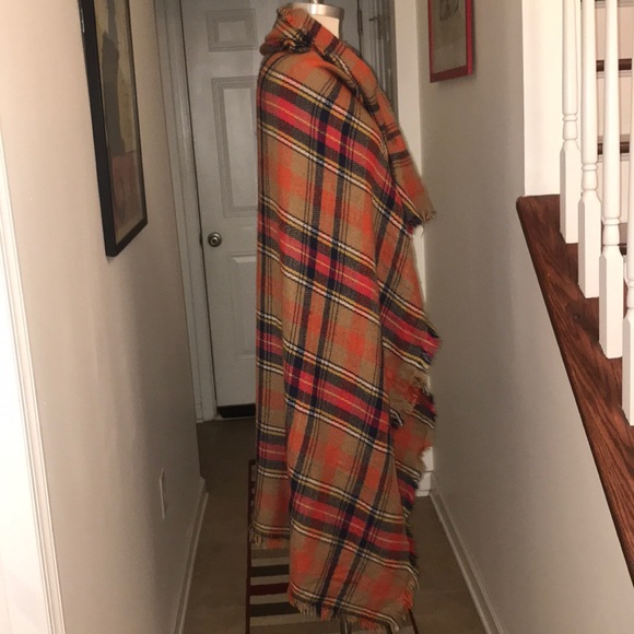 Extra Large Orange Plaid Blanket Scarf 😘😘 - Picture 3 of 8